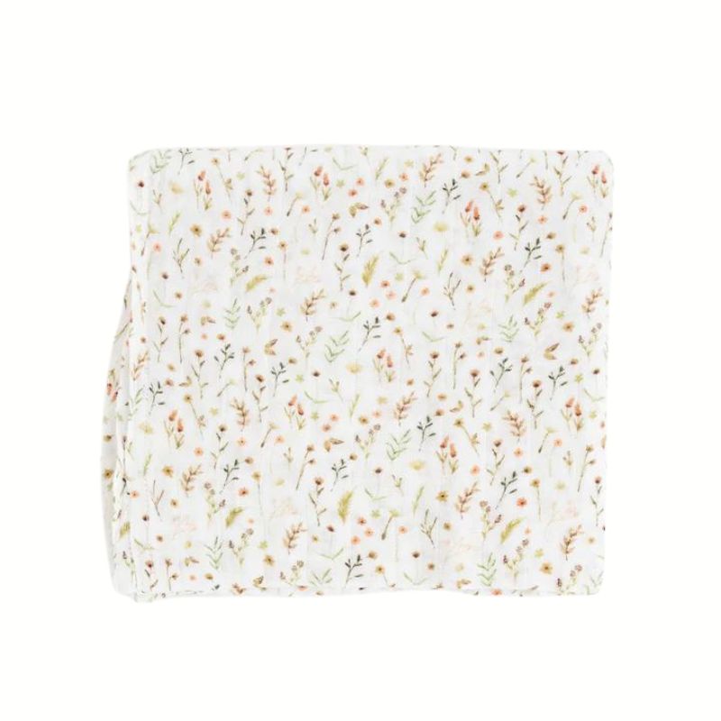 Organic Cotton Muslin Swaddle Blanket Floral Field