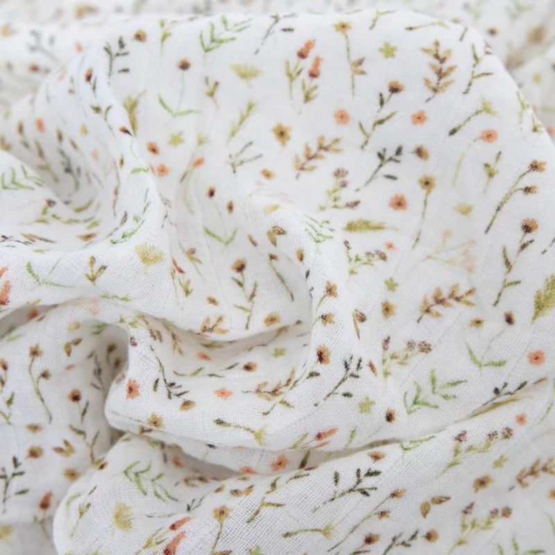 Organic Cotton Muslin Swaddle Blanket Floral Field