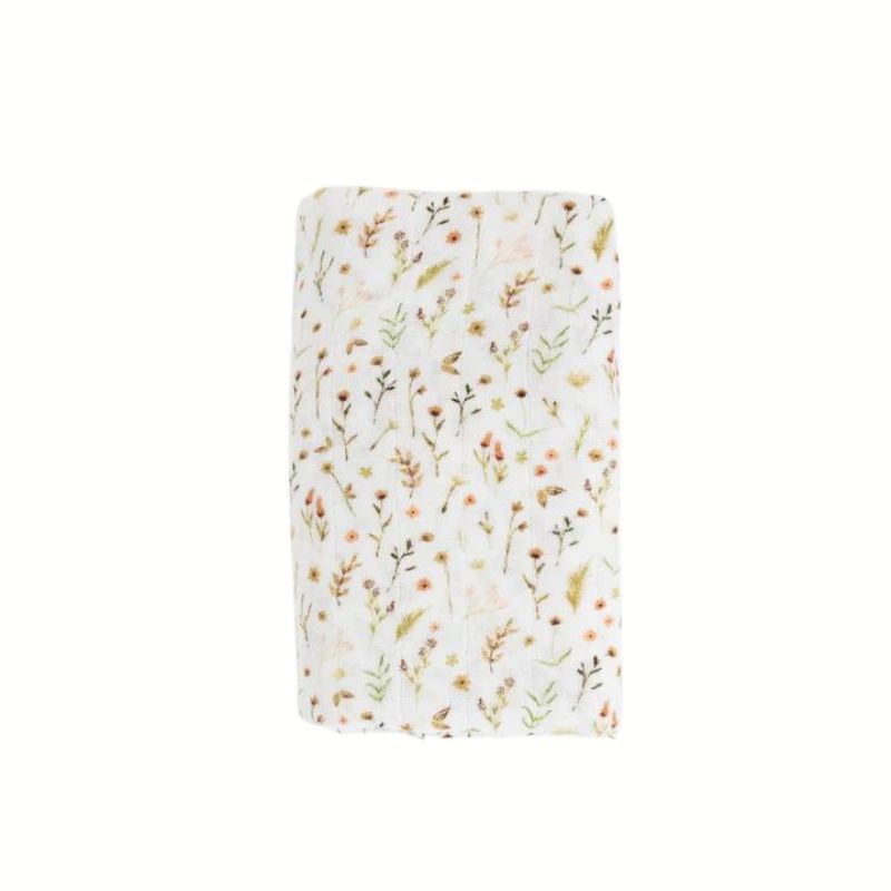 Organic Cotton Muslin Swaddle Blanket Floral Field