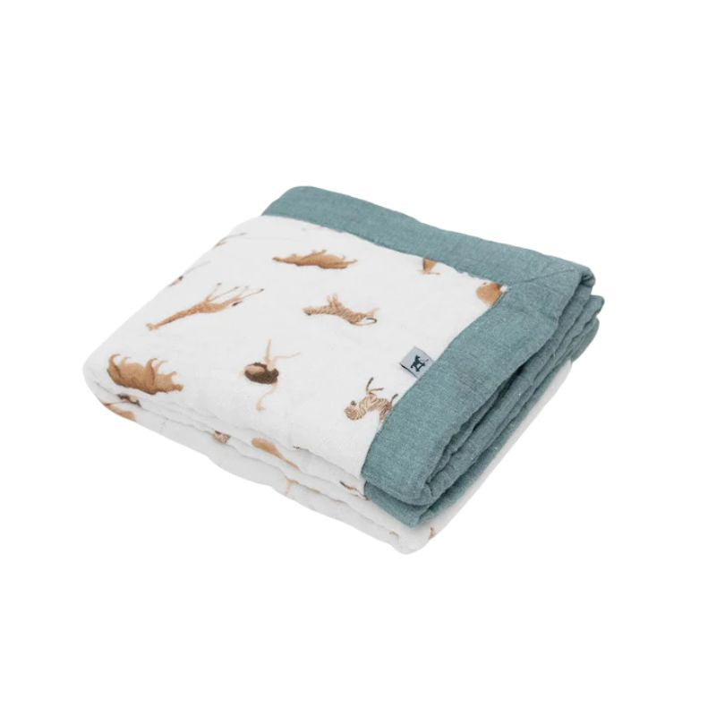 Organic Cotton Muslin Baby Quilt  Animal Crackers