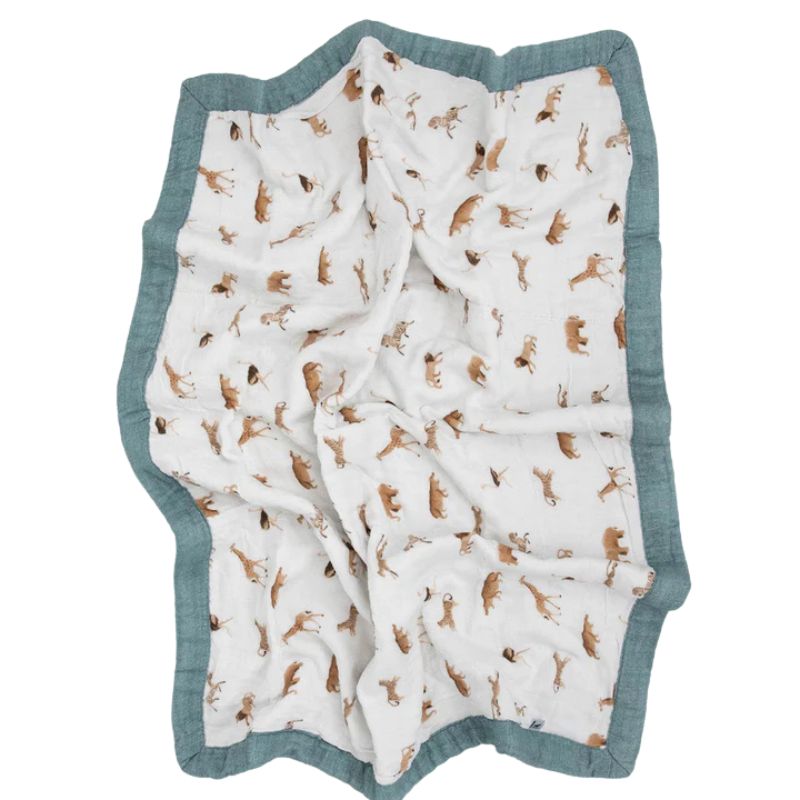 Organic Cotton Muslin Baby Quilt  Animal Crackers