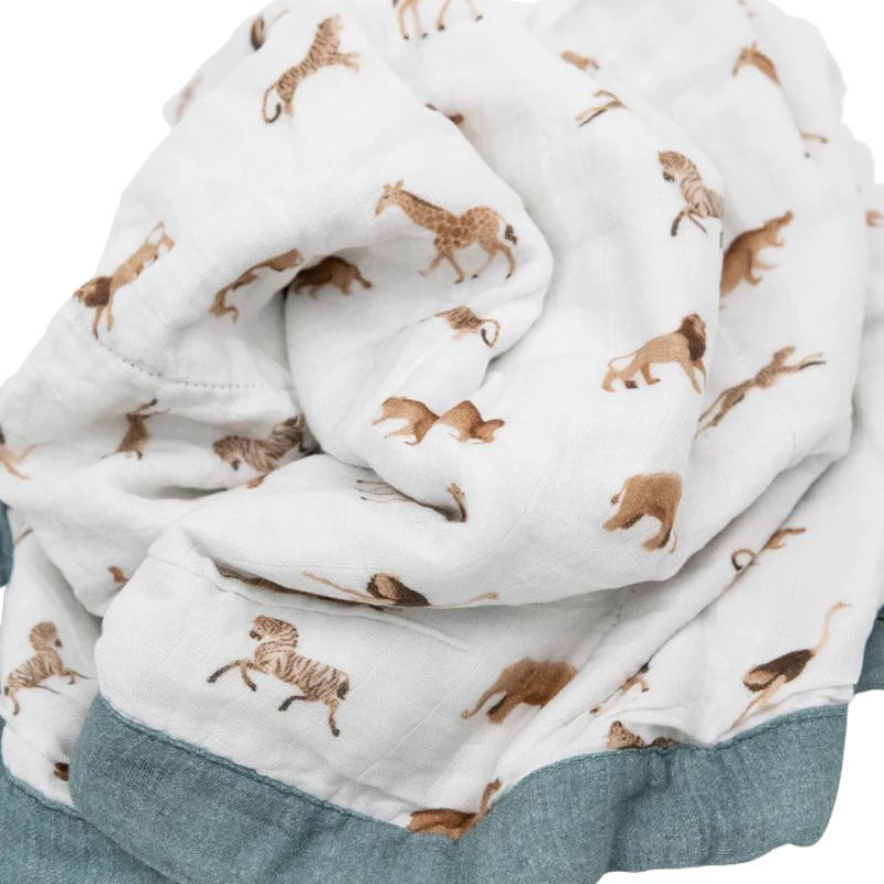 Organic Cotton Muslin Baby Quilt  Animal Crackers