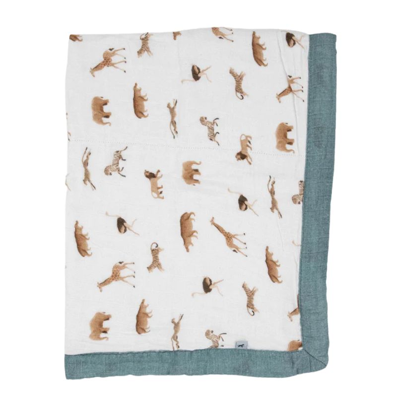Organic Cotton Muslin Baby Quilt  Animal Crackers