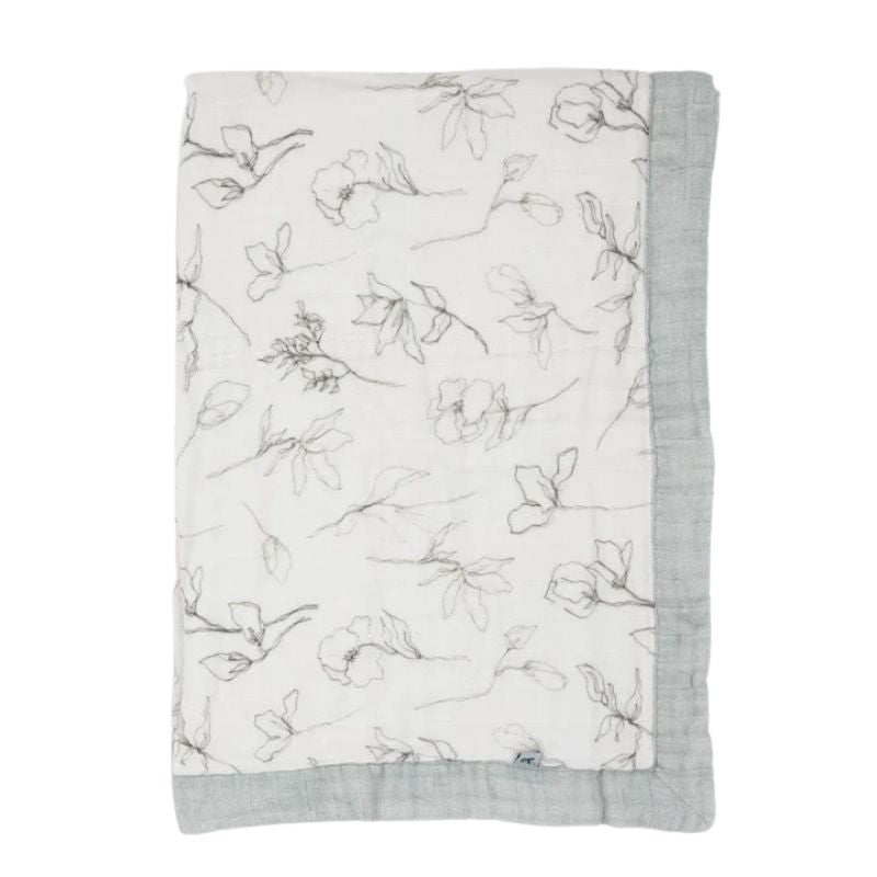 Organic Cotton Muslin Baby Quilt  Pencil Floral