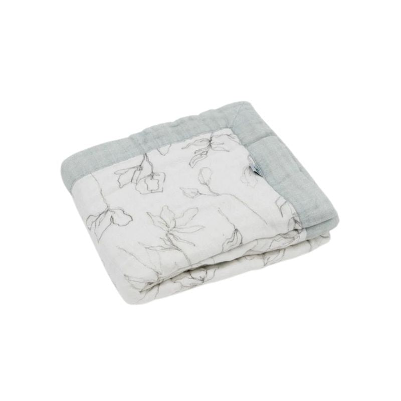 Organic Cotton Muslin Baby Quilt  Pencil Floral