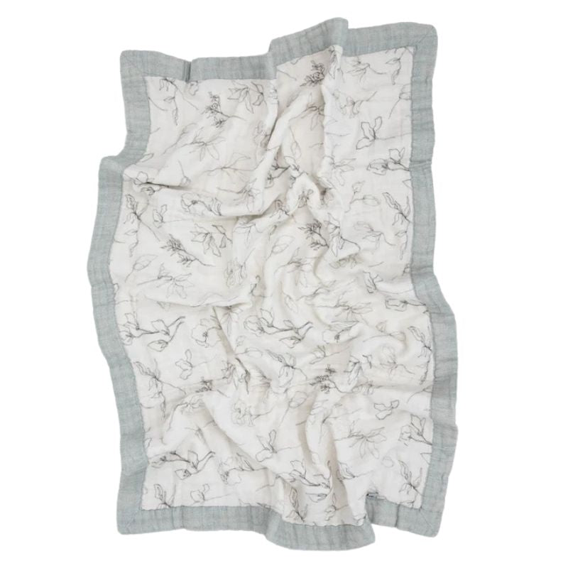 Organic Cotton Muslin Baby Quilt  Pencil Floral