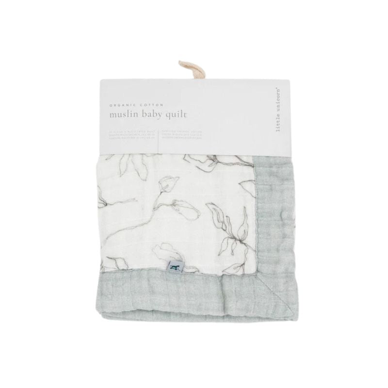Organic Cotton Muslin Baby Quilt  Pencil Floral