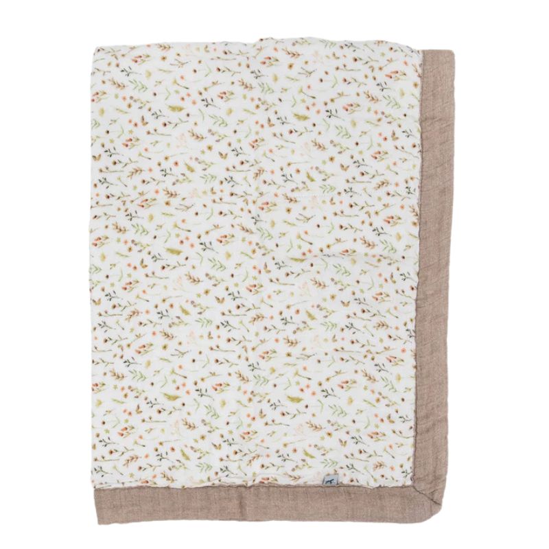 Organic Cotton Muslin Baby Quilt  Floral Field