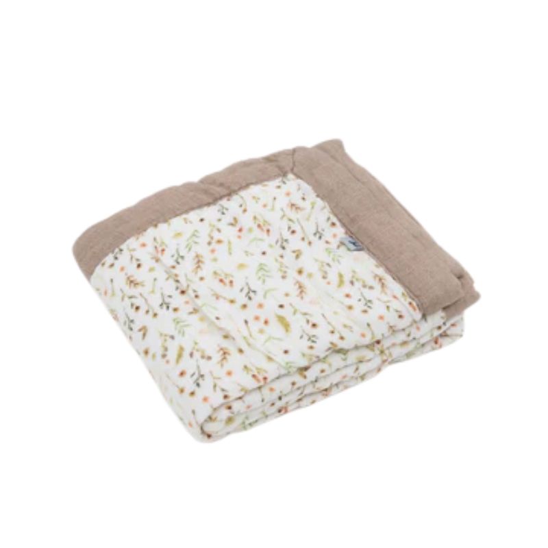 Organic Cotton Muslin Baby Quilt  Floral Field