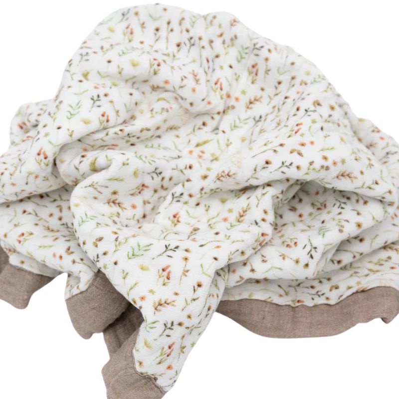 Organic Cotton Muslin Baby Quilt  Floral Field