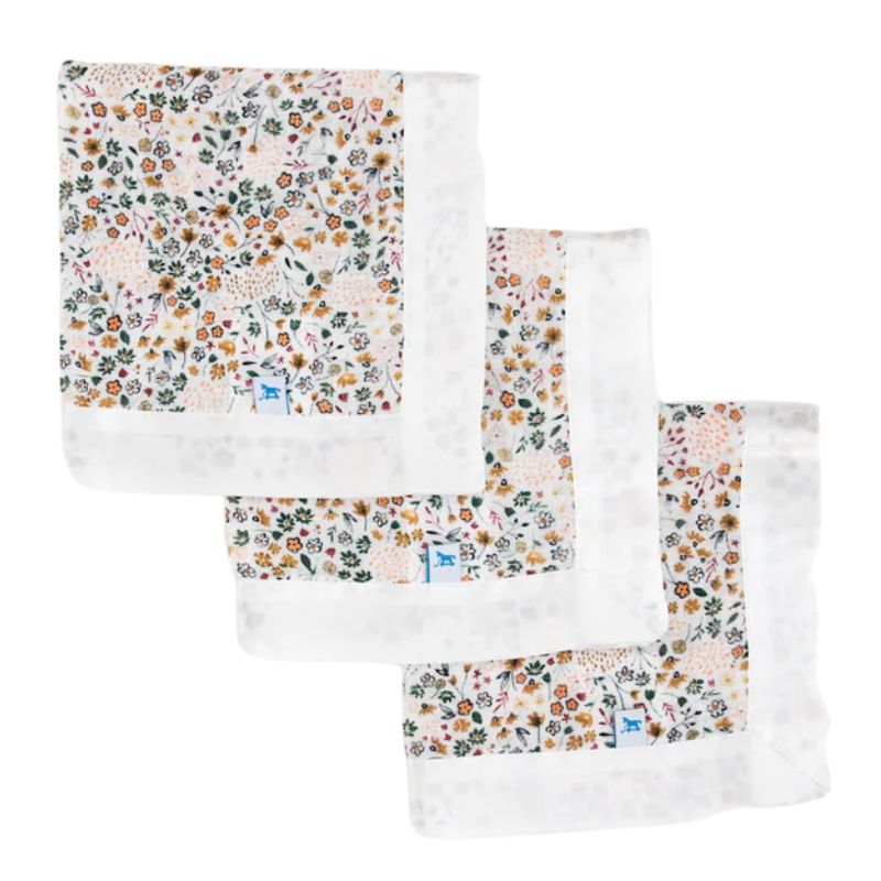 Cotton Muslin Security Blanket 3 Pack Pressed Petals
