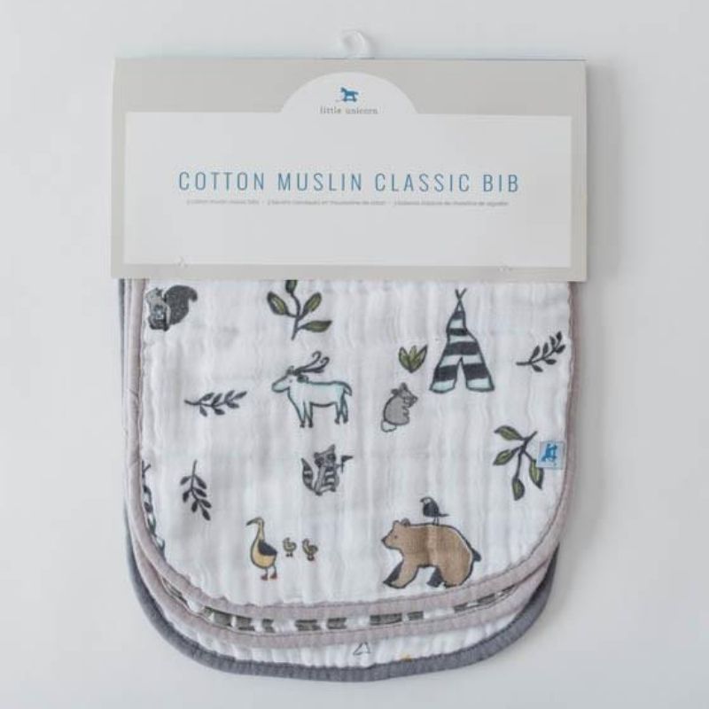 Cotton Muslin Classic Bibs - 3 Pack Forest Friends