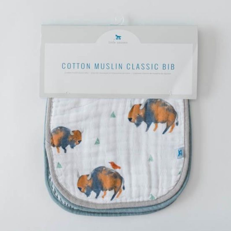 Cotton Muslin Classic Bibs - 3 Pack Bison