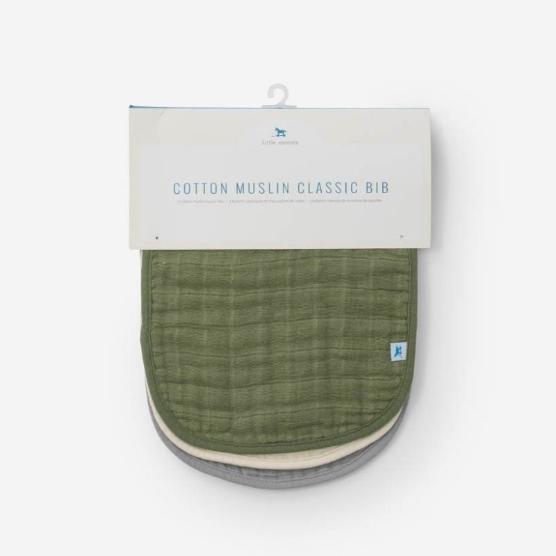 Cotton Muslin Classic Bibs - 3 Pack Fern