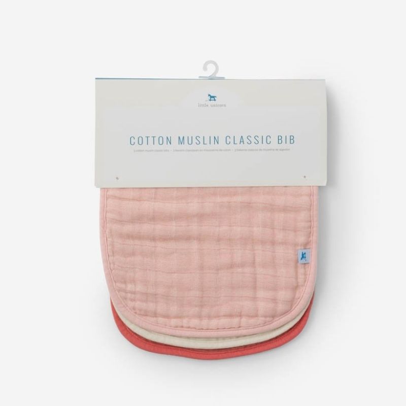 Cotton Muslin Classic Bibs - 3 Pack Rose Petal