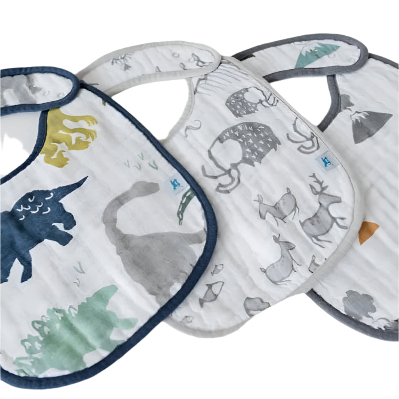 Cotton Muslin Classic Bibs - 3 Pack Dino Friends