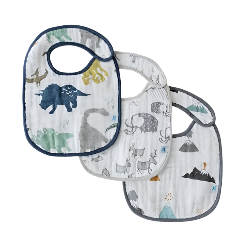 Cotton Muslin Classic Bibs - 3 Pack Dino Friends