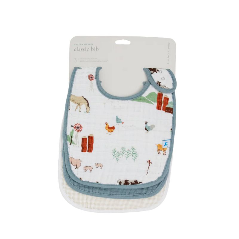 Cotton Muslin Classic Bibs - 3 Pack
