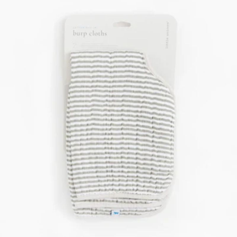 Cotton Muslin Burp Cloth - 2 - Pack Grey Stripe