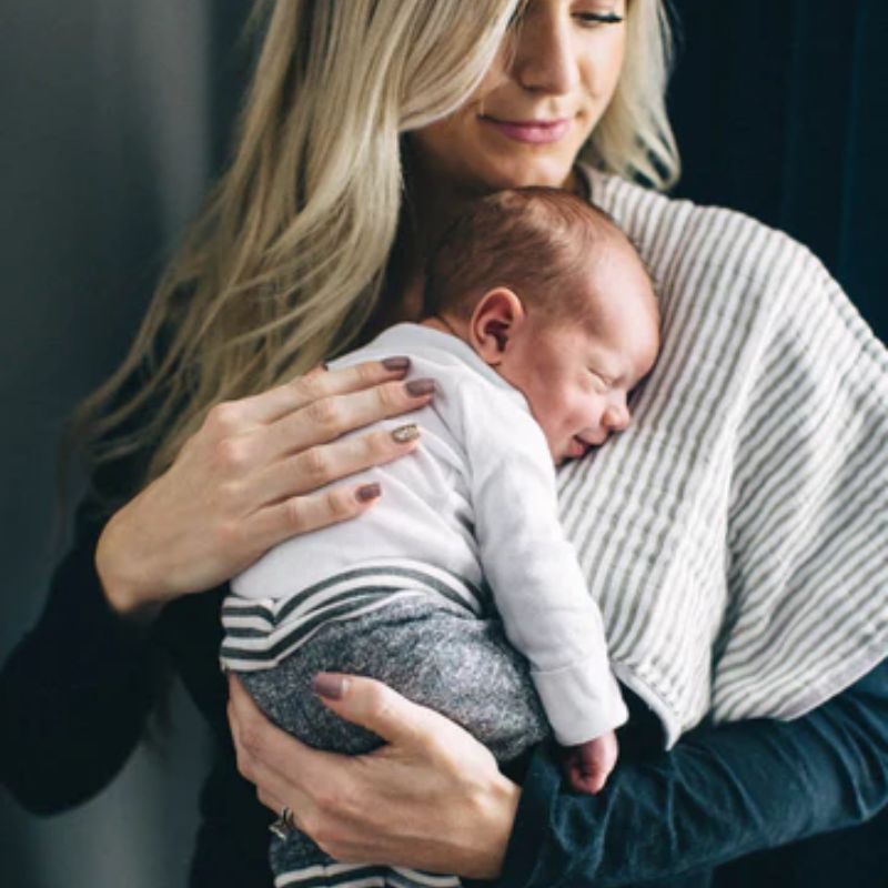 Cotton Muslin Burp Cloth - 2 - Pack Grey Stripe