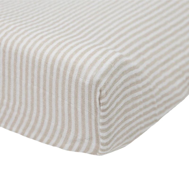 Cotton Muslin Change Pad Cover Sand Stripe