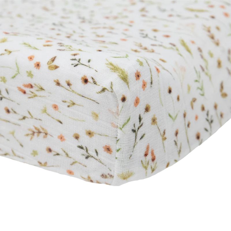 Cotton Muslin Change Pad Cover Floral Field