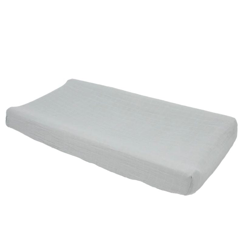 Cotton Muslin Change Pad Cover White Sage