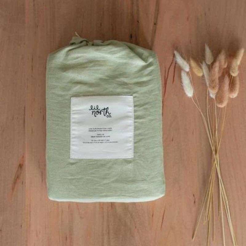Linen Crib Sheet Sage Green