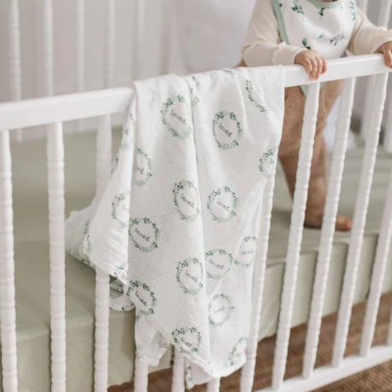 Linen Crib Sheet Sage Green