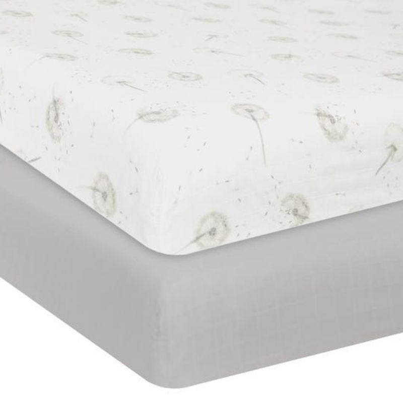 Organic Muslin Crib Sheet - 2 Pack Dandelion