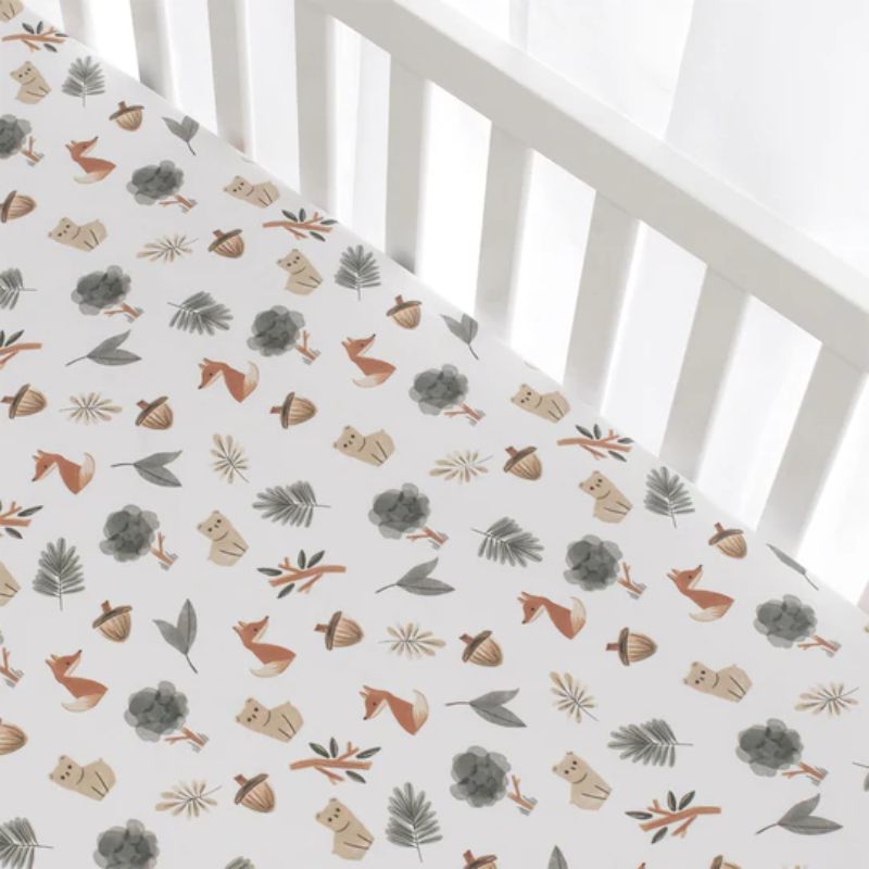 Fitted Cotton Crib Sheet Forest Retreat