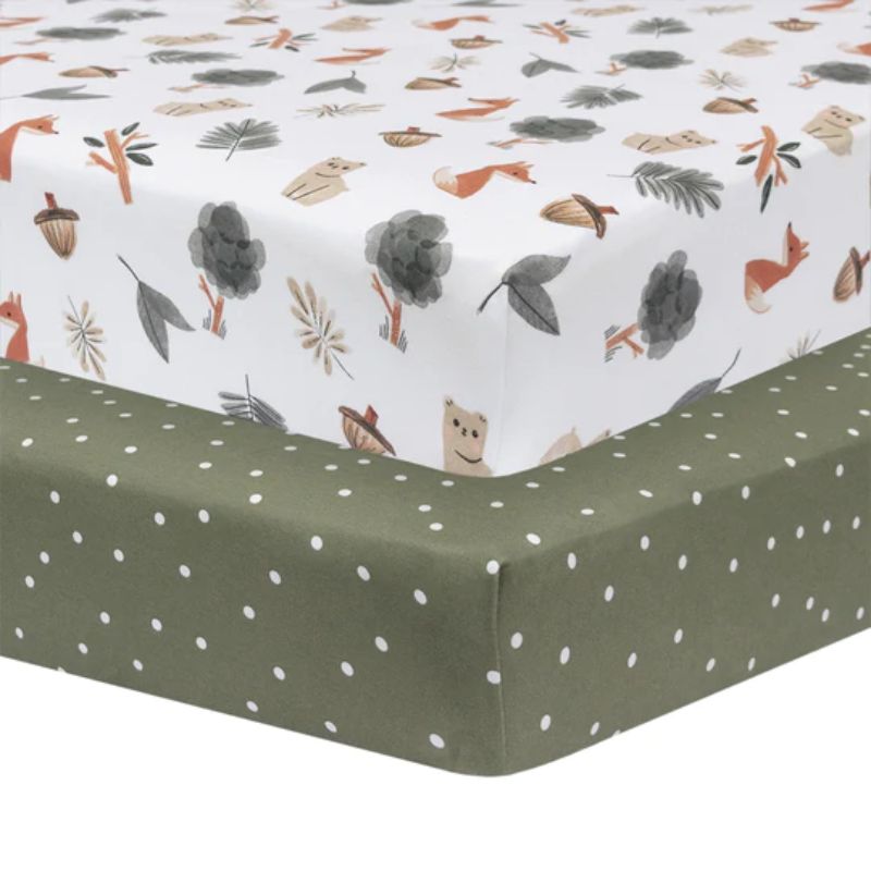 Fitted Cotton Crib Sheet Olive Spots