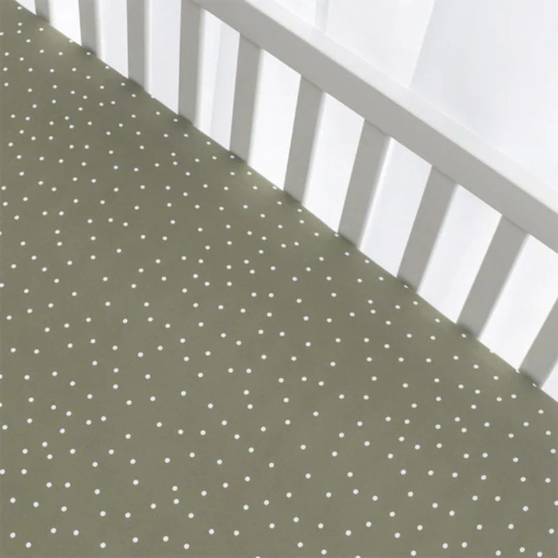 Fitted Cotton Crib Sheet Olive Spots
