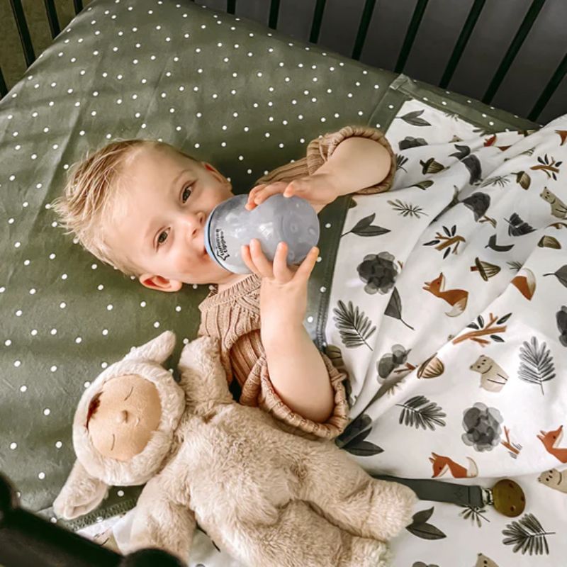 Fitted Cotton Crib Sheet Olive Spots