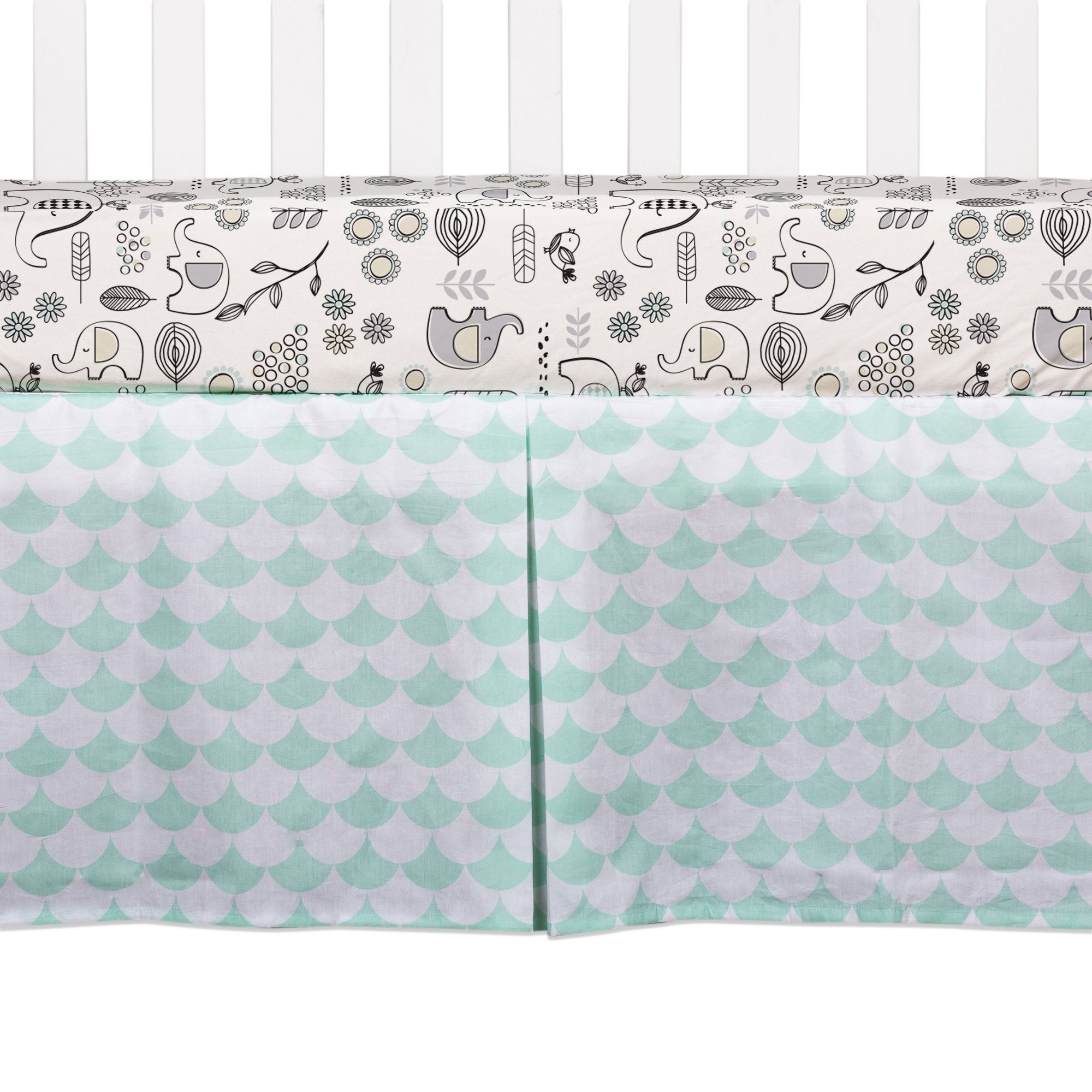Bed Skirt  Green Scallop