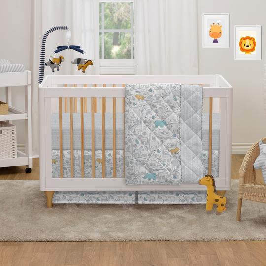 4pc Crib Bedding Set Safari