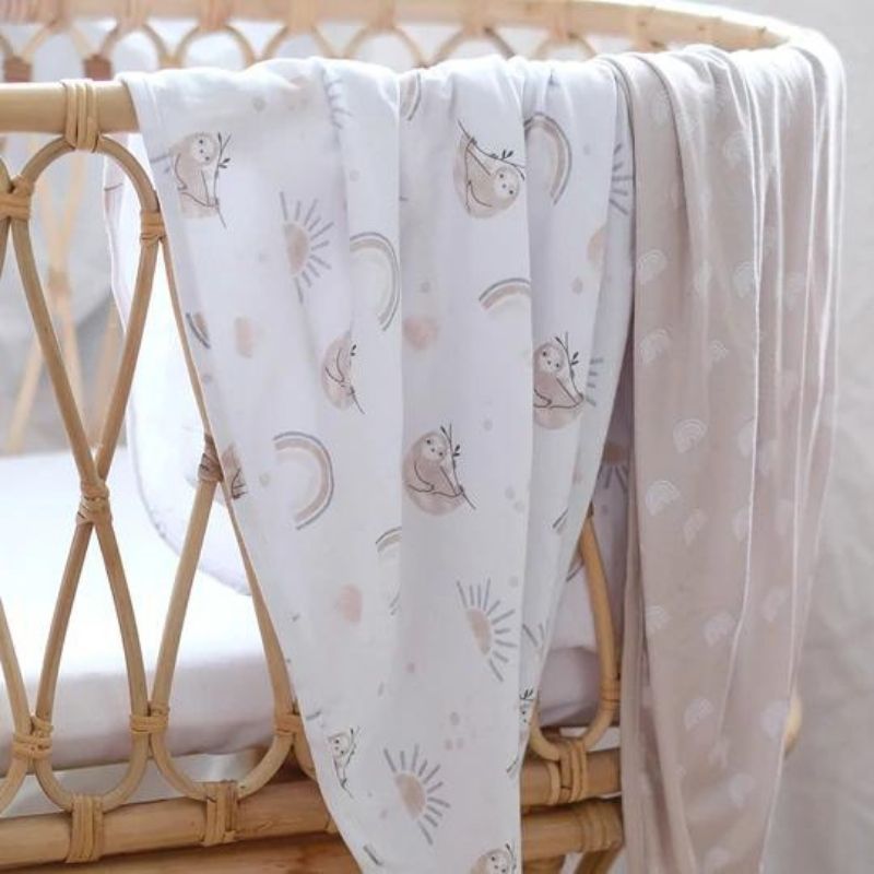 2 Pack Jersey Swaddle Rainbow Sloth