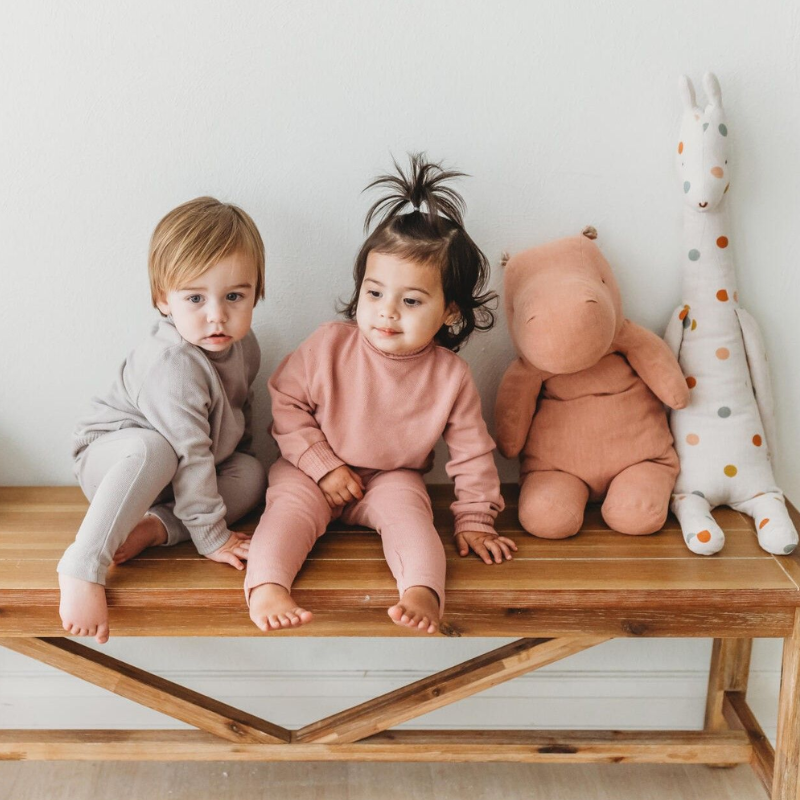 Organic Pique Mock-Neck Sweater and Pants Set