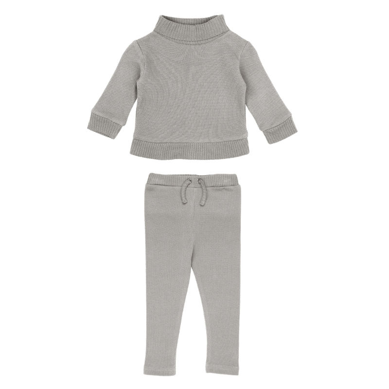 Organic Pique Mock-Neck Sweater and Pants Set