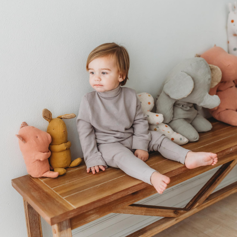 Organic Pique Mock-Neck Sweater and Pants Set