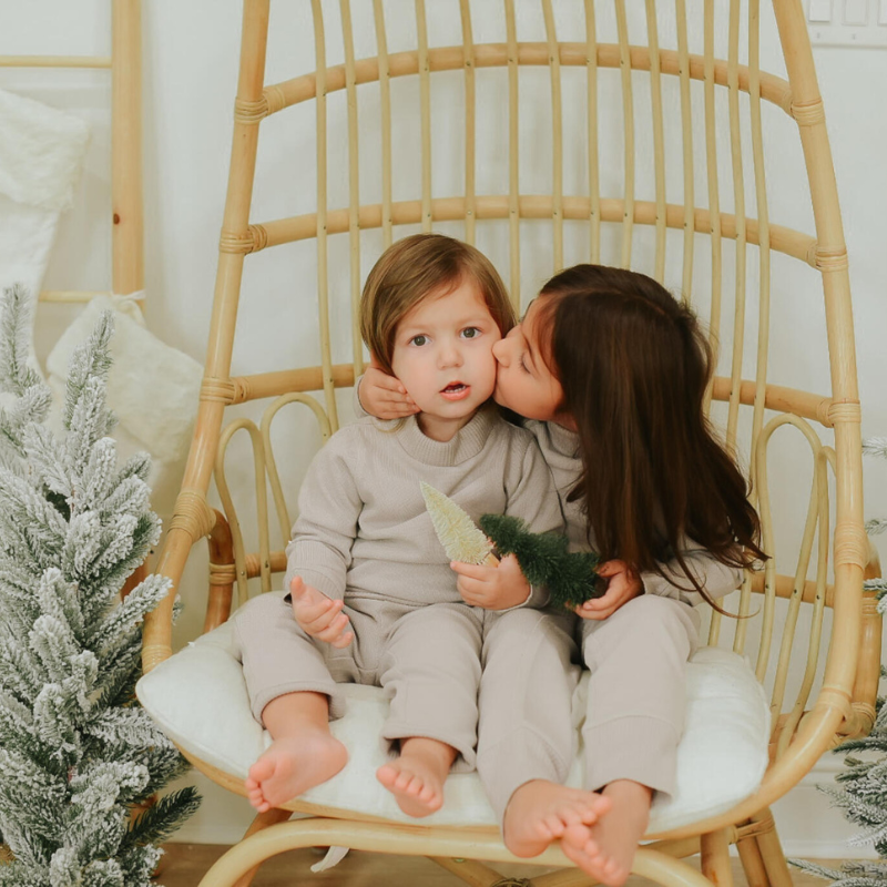 Organic Pique Mock-Neck Sweater and Pants Set