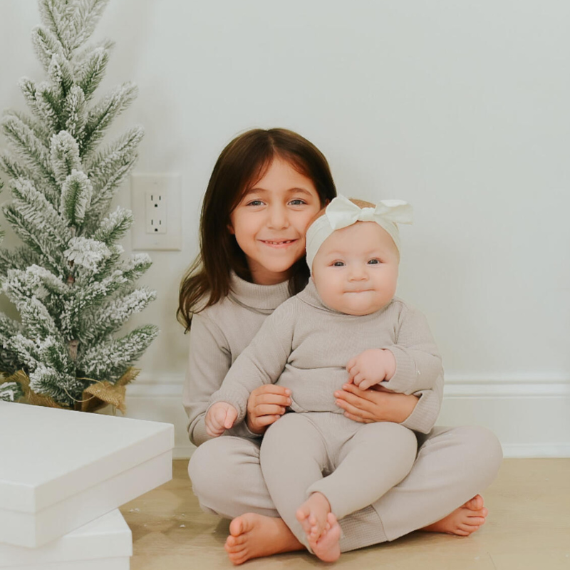 Organic Pique Mock-Neck Sweater and Pants Set