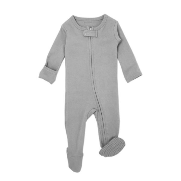 Organic Zipper Footed Sleeper - Solids Light Grey