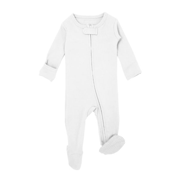 Organic Zipper Footed Sleeper - Solids White