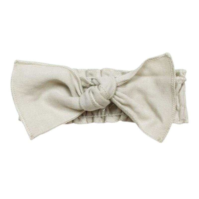 Organic Smocked Tie Headband Stone