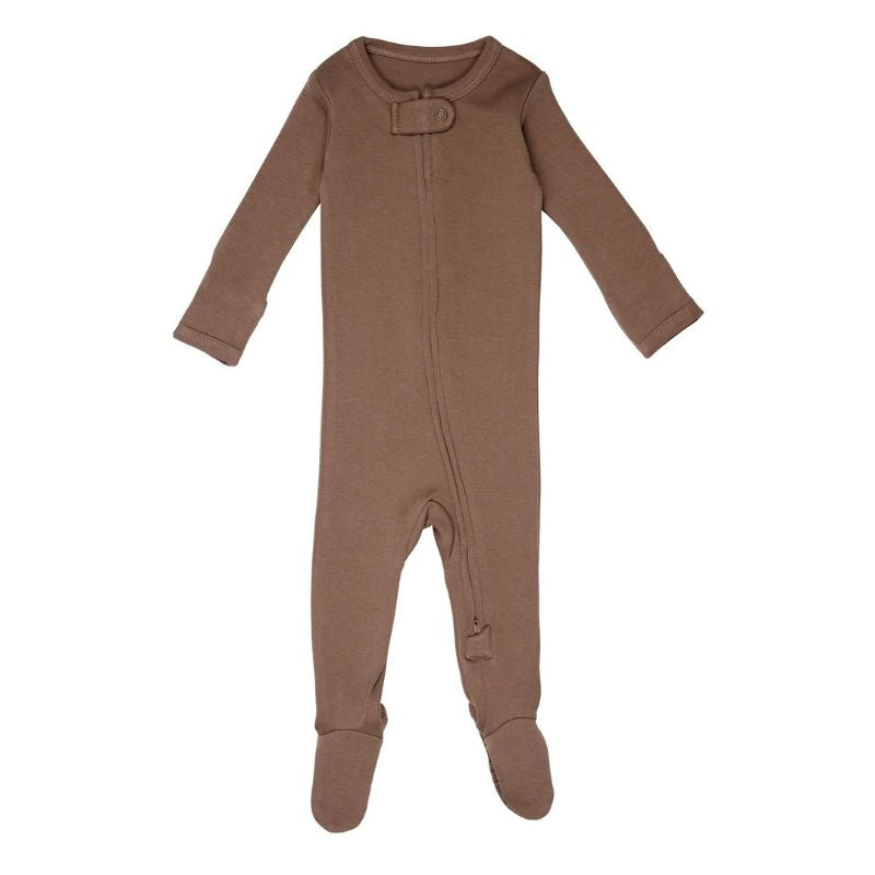 Organic 2-Way Zipper Baby Footie Latte