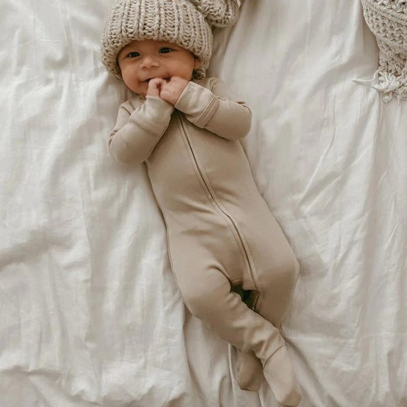 Organic 2-Way Zipper Baby Footie Oatmeal