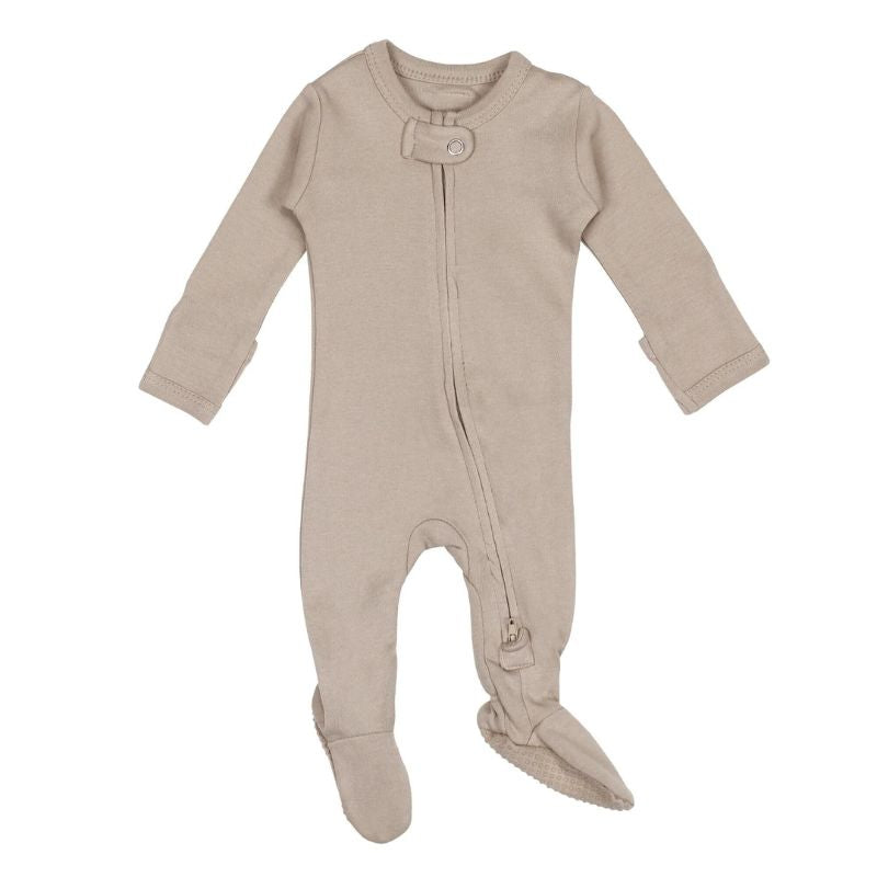 Organic 2-Way Zipper Baby Footie Oatmeal