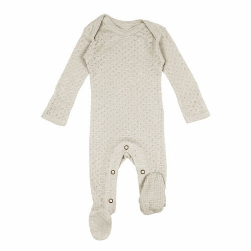 Pointelle Lap-Shoulder Baby Footie Seashell