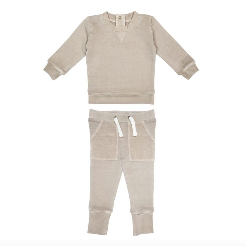 French Terry Sweatshirt & Jogger Set Oatmeal